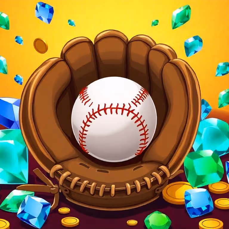 Jeu de casino Stone Vegas montrant une balle de baseball avec un effet de diamant brillant.